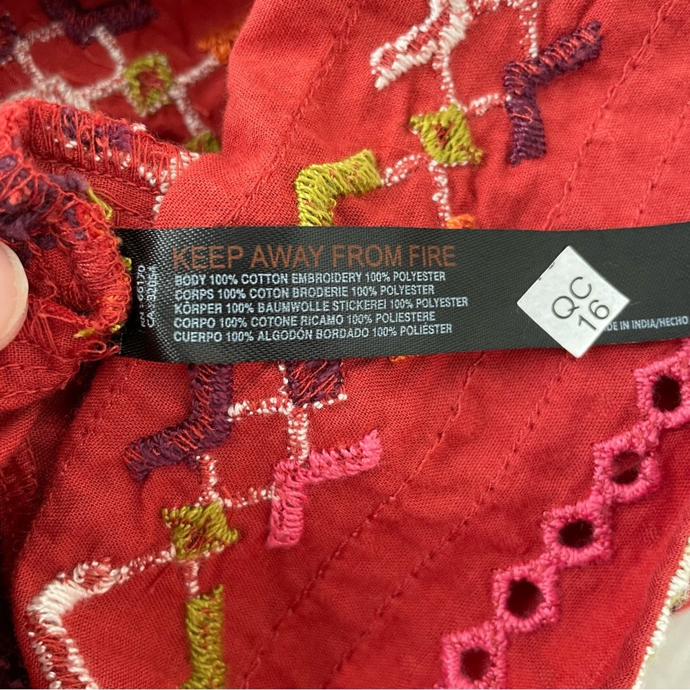 Anthropologie Embroidered Statement Mini Dress Light Red Large NWT - Picture 14 of 17